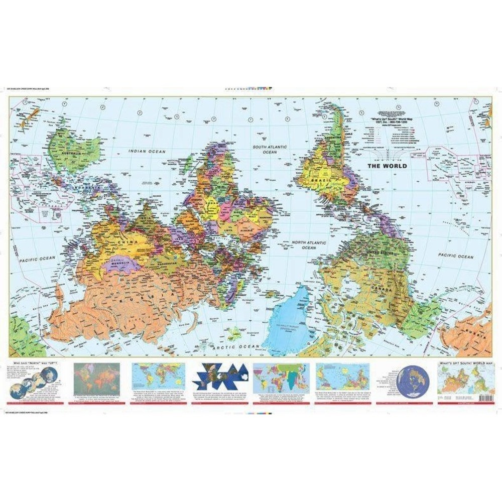 Whats Up South World Map 36"x24" Folded Educational Poster ODT Maps Homeschool